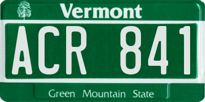 VT license plate ACR841