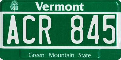 VT license plate ACR845