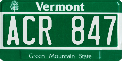 VT license plate ACR847