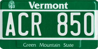 VT license plate ACR850