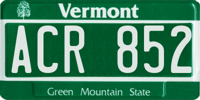 VT license plate ACR852