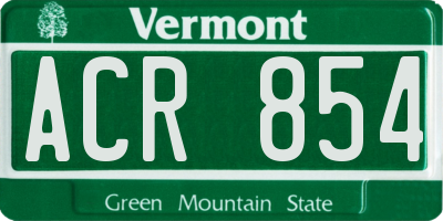 VT license plate ACR854