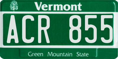 VT license plate ACR855