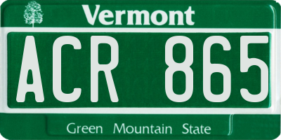 VT license plate ACR865