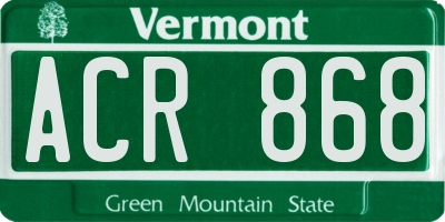VT license plate ACR868