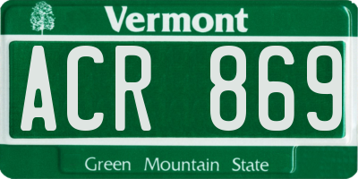VT license plate ACR869