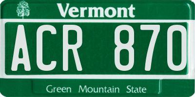 VT license plate ACR870