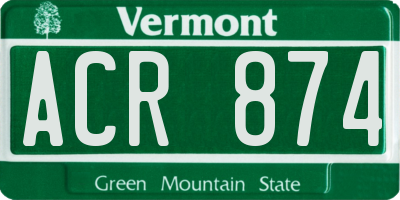 VT license plate ACR874