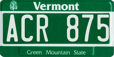 VT license plate ACR875