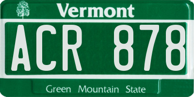 VT license plate ACR878