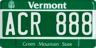 VT license plate ACR888