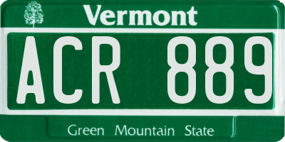 VT license plate ACR889