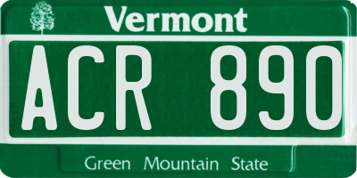 VT license plate ACR890
