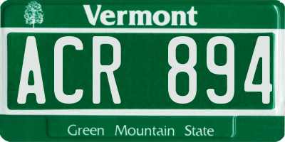 VT license plate ACR894