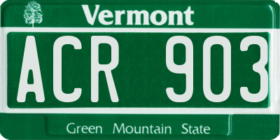 VT license plate ACR903