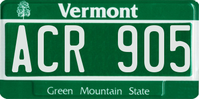 VT license plate ACR905