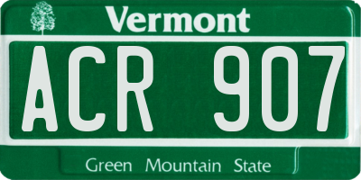 VT license plate ACR907