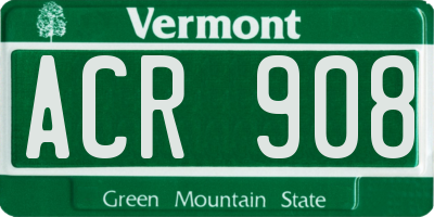 VT license plate ACR908