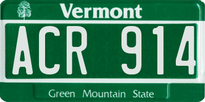 VT license plate ACR914