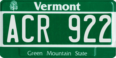 VT license plate ACR922