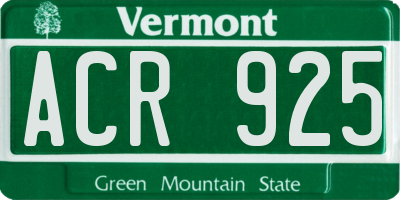 VT license plate ACR925