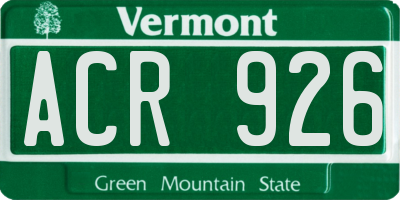 VT license plate ACR926