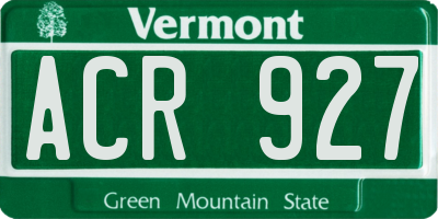VT license plate ACR927
