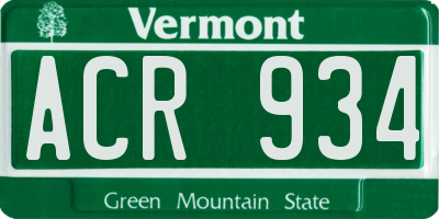 VT license plate ACR934