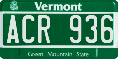 VT license plate ACR936