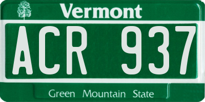 VT license plate ACR937