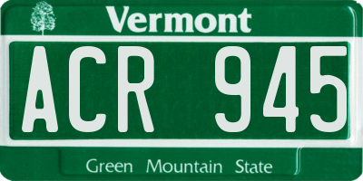 VT license plate ACR945