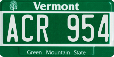 VT license plate ACR954