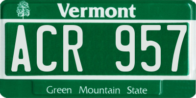 VT license plate ACR957