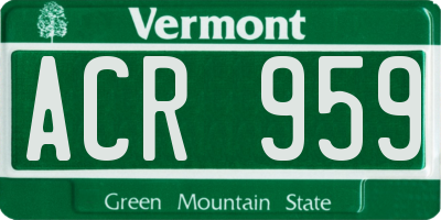 VT license plate ACR959