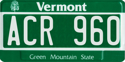 VT license plate ACR960