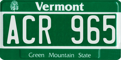 VT license plate ACR965