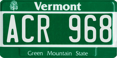VT license plate ACR968