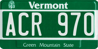 VT license plate ACR970