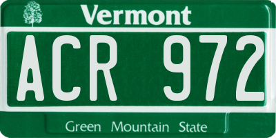 VT license plate ACR972
