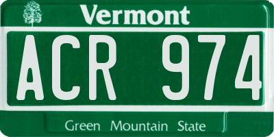 VT license plate ACR974