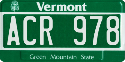 VT license plate ACR978