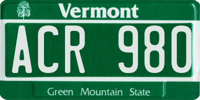 VT license plate ACR980