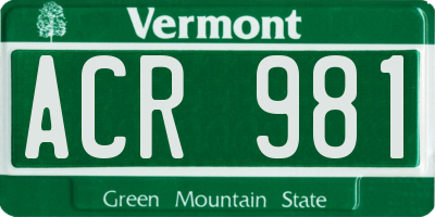 VT license plate ACR981