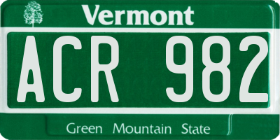 VT license plate ACR982