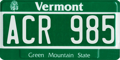 VT license plate ACR985