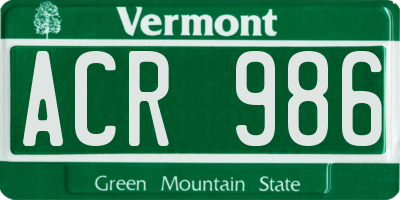 VT license plate ACR986