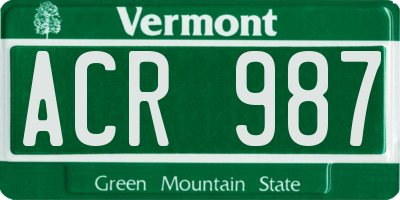 VT license plate ACR987