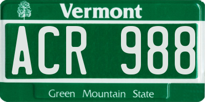 VT license plate ACR988
