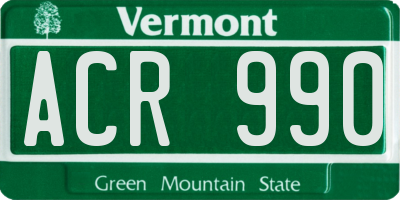 VT license plate ACR990