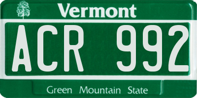 VT license plate ACR992